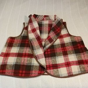 Plaid Open-Front Vest for Women